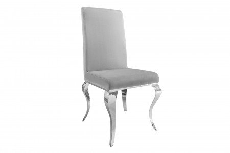 Lot de 2x chaises élégante de style baroque moderne en velours gris 