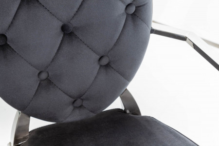 Chaise élégante MODERN BAROCK en velours noir avec accoudoirs et bou