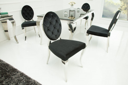 Lot de 2x chaises élégante MODERNE BAROQUE velours noir avec boutons