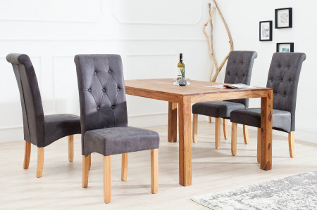 Lot de 2x chaises noble CASA vintage grise avec boutons décoratifs pi