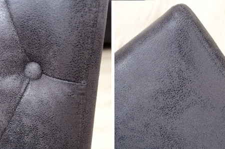 Lot de 2x chaises noble CASA vintage grise avec boutons décoratifs pi