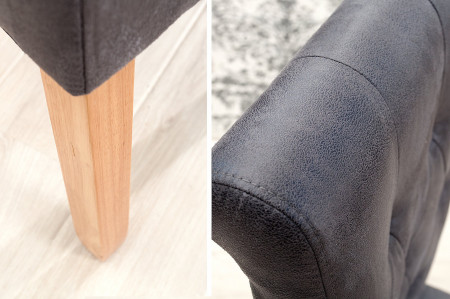 Lot de 2x chaises noble CASA vintage grise avec boutons décoratifs pi