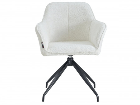 Chaise pivotante - Lot de 2 - CELIA - Tissu boucle crème pied noir