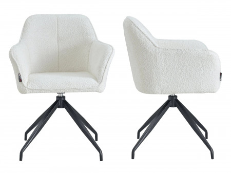 Chaise pivotante - Lot de 2 - CELIA - Tissu côtelé beige pied noir