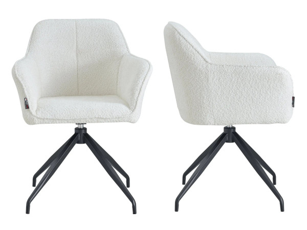 Chaise pivotante - Lot de 2 - CELIA - Tissu côtelé beige pied noir