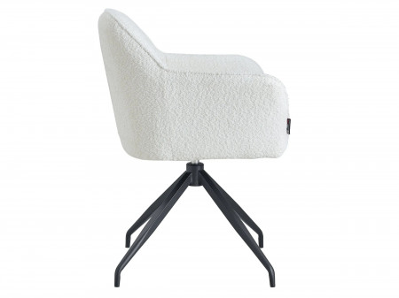 Chaise pivotante - Lot de 2 - CELIA - Tissu boucle crème pied or