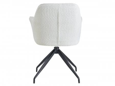 Chaise pivotante - Lot de 2 - CELIA - Tissu boucle crème pied or