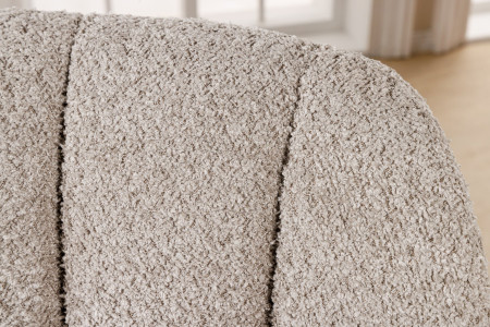 Lot de 2x chaises pivotante PAPILLON en bouclé beige avec accoudoirs,