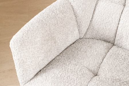 Lot de 2x chaises pivotante PAPILLON en bouclé blanc avec accoudoirs,