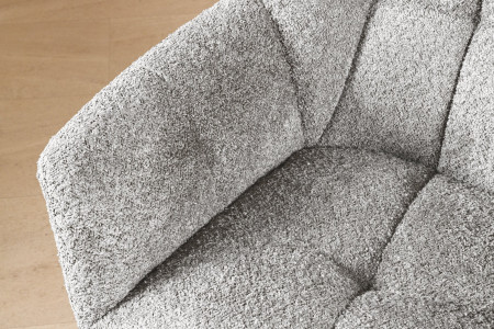 Lot de 2x chaises pivotante PAPILLON en bouclé gris avec accoudoirs, 