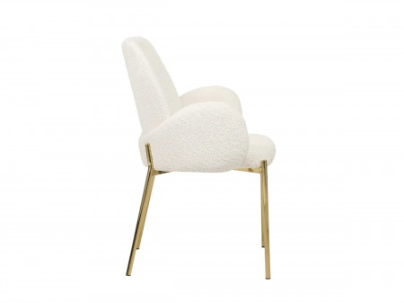 Chaises design dossier haut - Lot de 2 - LAURIE - Tissu boucle crème 