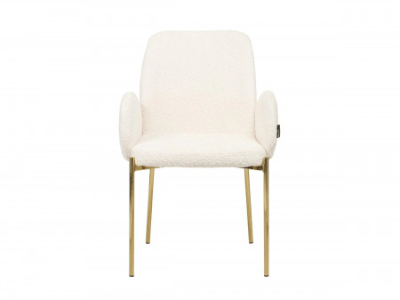 Chaises design dossier haut - Lot de 2 - LAURIE - Tissu boucle crème 