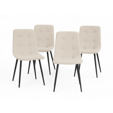 Chaises design - Lot de 4 - ALMA - Velours beige