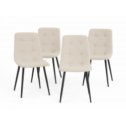 Chaises design - Lot de 4 - ALMA - Tissu boucle crème