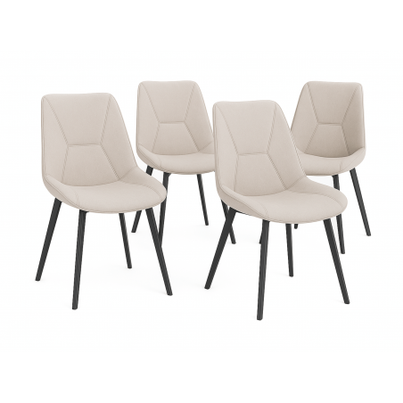 Chaises design - Lot de 4 - Élodie - Tissu beige