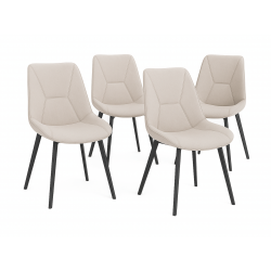 Chaises design - Lot de 4 - Élodie - Tissu boucle crème
