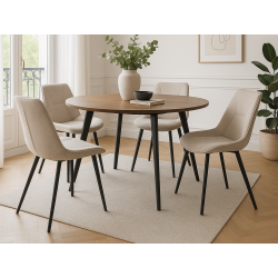 Chaises design - Lot de 4 - Élodie - Tissu boucle crème