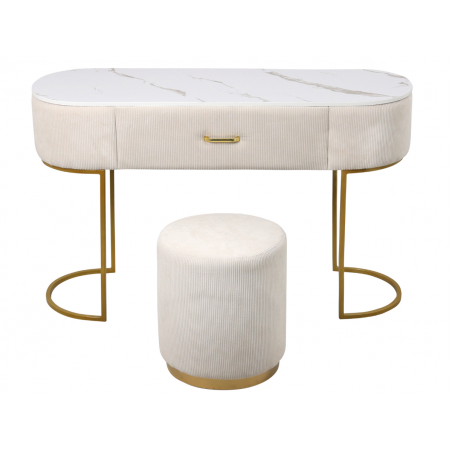 Coiffeuse dessus de table en faux marbre avec tiroir - BODOUME - Simili-cuir blanc
