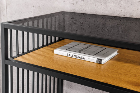 Console design ARCHITECTURE 120cm chêne sauvage noir verre fumé - 12