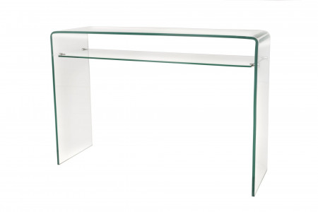 Console design FANTOME 100cm en verre transparent avec étagère - 100