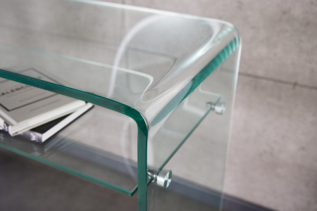Console design FANTOME 100cm en verre transparent avec étagère - 100