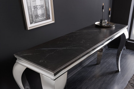 Console design MODERNE BAROQUE 140cm noir anthracite chrome céramique