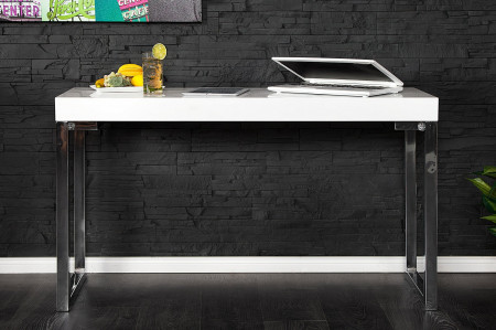 Console design WHITE DESK Table de bureau 120 cm blanc brillant - 120