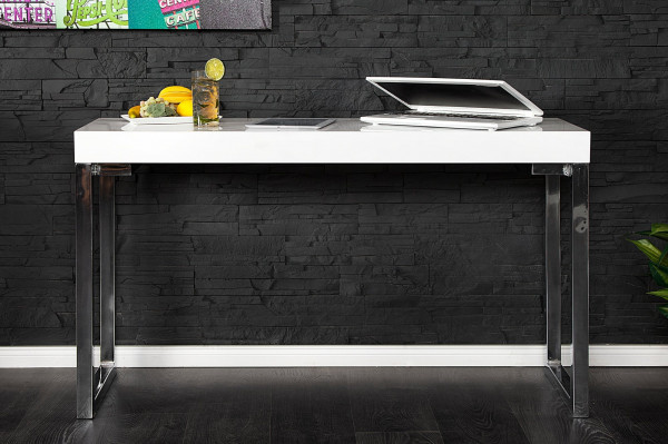 Console design WHITE DESK Table de bureau 120 cm blanc brillant - 120