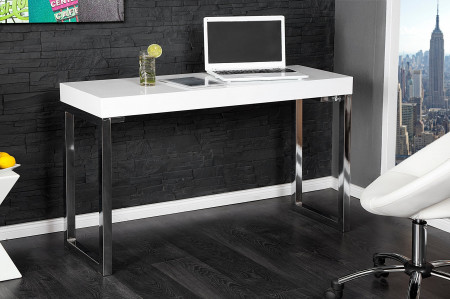 Console design WHITE DESK Table de bureau 120 cm blanc brillant - 120