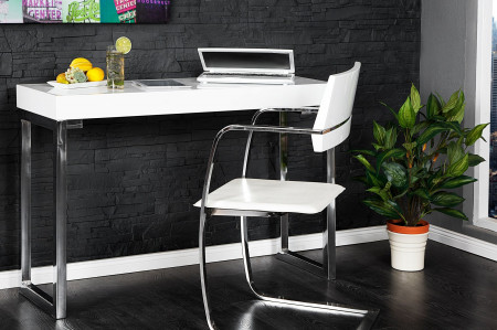 Console design WHITE DESK Table de bureau 120 cm blanc brillant - 120