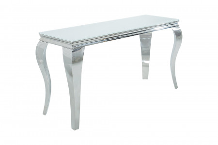 Console élégante de style baroque moderne de 145 cm, verre opale bla