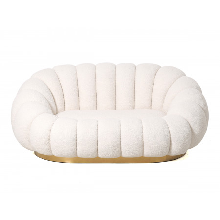 Canapé 2 places piètement couleur or - BLUM - Tissu boucle créme