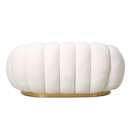 Canapé 2 places piètement couleur or - BLUM - Tissu boucle créme