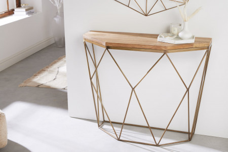 Console filigrane DIAMOND 90cm manguier laiton bois massif métal - 90