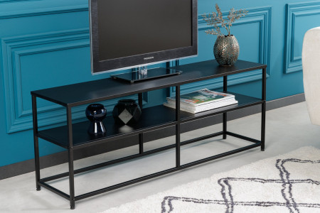 Console industrielle DURA STEEL 120cm étagère TV en métal noir avec