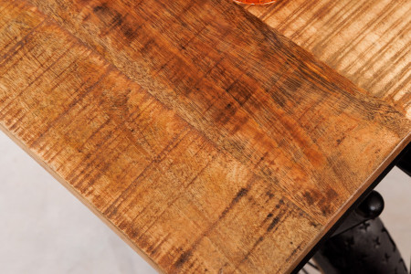 Console industrielle MOTO 185cm bois de manguier noir comptoir de bar 