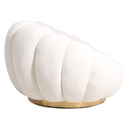 Canapé 3 places piètement couleur or - BLUM - Tissu boucle créme