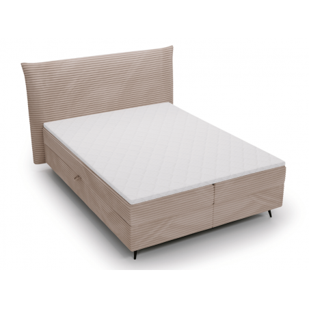 Ensemble complet boxspring tête de lit + sommiers + matelas + surmatelas  - Tissu velours côtelé - LANA - 180x200 cm / Velours c