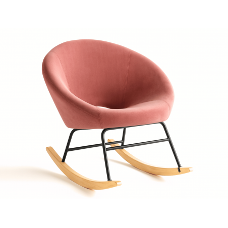 Fauteuil à bascule design en velours – Confort moderne Moovia - Velours rose