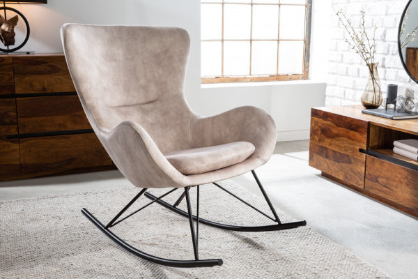 Fauteuil à bascule design SCANDINAVIA SWING fauteuil à bascule en velours gris champagne - SCANDINAVIA SWING