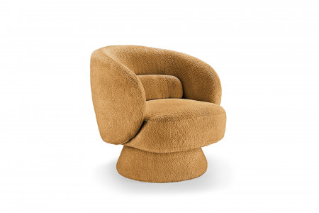 Fauteuil design pivotant BOSSA NOVA 80cm jaune moutarde Bouclé - BOSS
