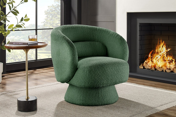 Fauteuil design pivotant BOSSA NOVA 80cm vert mousse Bouclé - BOSSA NOVA