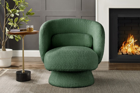 Fauteuil design pivotant BOSSA NOVA 80cm vert mousse Bouclé - BOSSA N