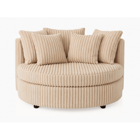 Fauteuil rond en velours côtelé grande épaisseur beige NEVO - Default Title