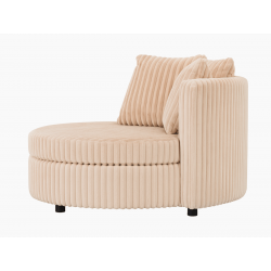 Fauteuil rond en velours côtelé grande épaisseur beige NEVO - Defau
