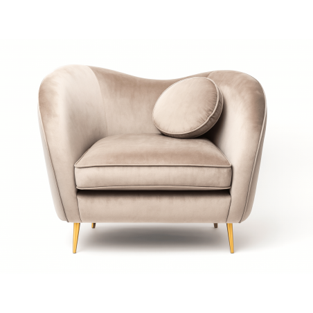 Fauteuil ICONIC – Velours vert ou taupe, pieds dorés - Velours taupe