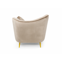 Fauteuil ICONIC – Velours vert ou taupe, pieds dorés - Velours taup