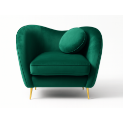 Fauteuil ICONIC – Velours vert ou taupe, pieds dorés - Velours taup