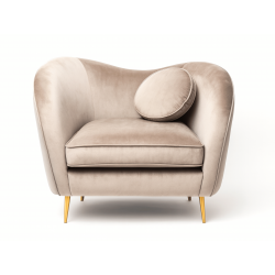 Fauteuil ICONIC – Velours vert ou taupe, pieds dorés - Velours vert