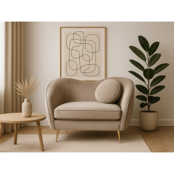 Fauteuil ICONIC – Velours vert ou taupe, pieds dorés - Velours vert